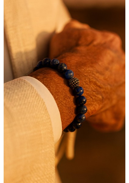 Mavi Zirkonyum Detaylı Şık Tasarım Lapis Lazuli Doğal Taş Bileklik