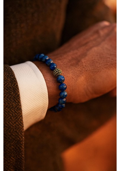 Mavi Zirkonyum Detaylı Şık Tasarım Lapis Lazuli Doğal Taş Bileklik