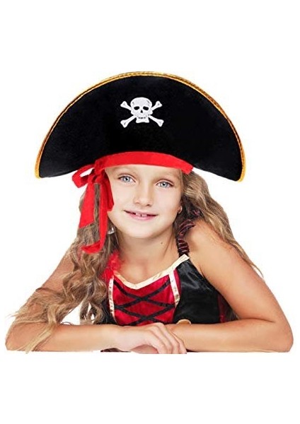 Ds-Derin Kaptan Jack Kadife Çocuk Boy Korsan Şapkası