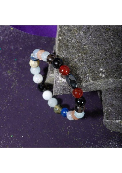 Çok Renkli 8mm Hematit Taşlı Burç Bileklik modelleri