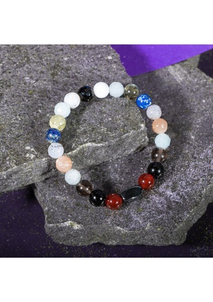 Çok Renkli 8mm Hematit Taşlı Burç Bileklik