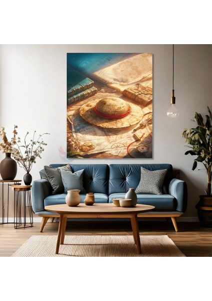 Kanvas Dikey Duvar Tablosu Kanvas One Piece Hasır Şapka Ev Ofis Salon Modern Duvar Tablosu fırsatları