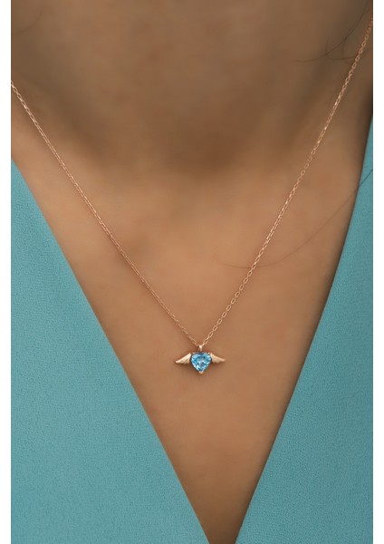 925 Ayar Gümüş Aquamarin Taşlı Kalp Kolye, Şık ve Zarif Tasarım modelleri