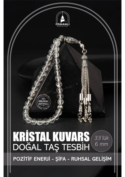 Doğal Kristal Kuvars Taş Tesbih 33’lü 6mm, Şık ve Zarif Takı Seçeneği