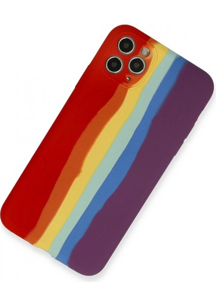 iPhone 11 Pro Kılıf Ebruli Lansman Silikon - Kırmızı-Mor fiyatları