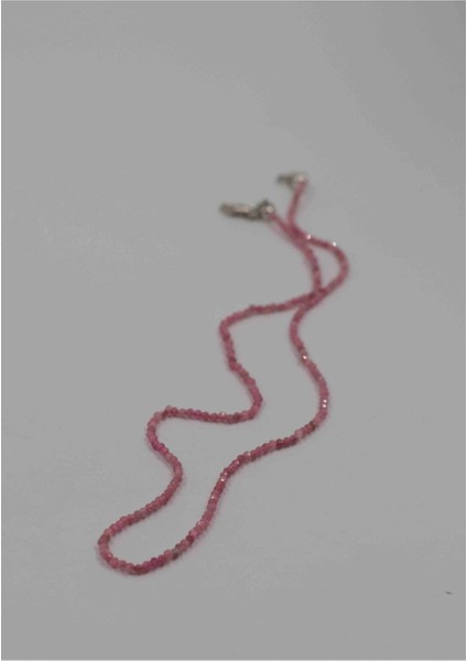 Pembe Turmalin Taşı Ince Doğal Kolye 2mm, Şık ve Zarif Aksesuar. fiyatları