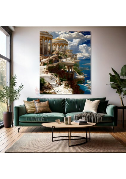 Kanvas Dikey Duvar Tablosu Kanvas Antik Şehir Manzara Ev Ofis Salon Modern Duvar Tablosu