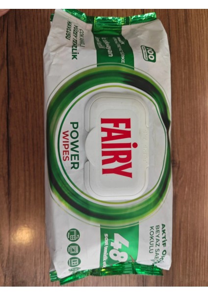 Fairy Power Wipes Yüzey Temizleme Mendili 100 Yaprak | Beyaz Sabun | Beyaz Sirke & Karbonat 2 Paket