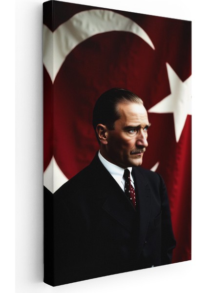 Kanvas Dikey Duvar Tablosu Kanvas Atatürk ve Bayrak Ev Ofis Salon Modern Duvar Tablosu fiyatları