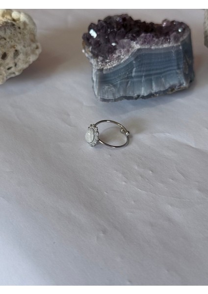 Doğal Ay Taşı Ayarlamalı Şık Yüzük, Zarif ve Sade Tasarım fiyatları