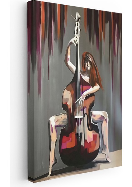 Kanvas Dikey Duvar Tablosu Kanvas Cello Çalan Kadın Ev Ofis Salon Modern Duvar Tablosu fiyatları