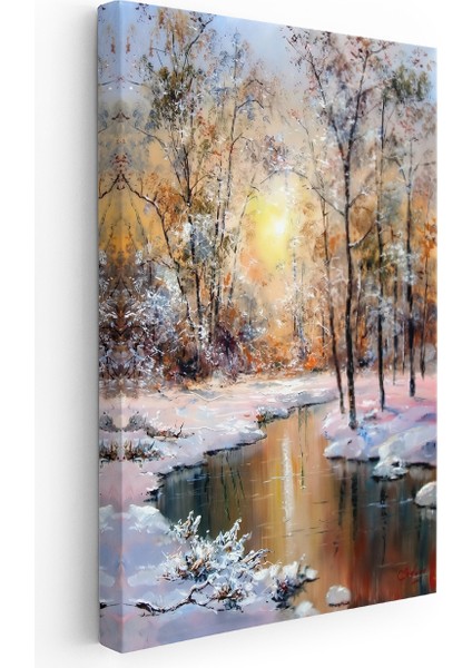 Kanvas Dikey Duvar Tablosu Kanvas Göl ve Kar Ev Ofis Salon Modern Duvar Tablosu fiyatları