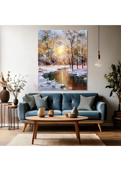 Kanvas Dikey Duvar Tablosu Kanvas Göl ve Kar Ev Ofis Salon Modern Duvar Tablosu fırsatları