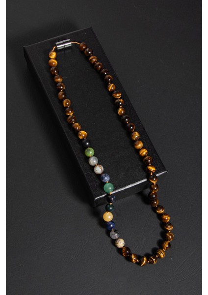 Doğal Taşlı Düğümlü Yengeç Burcu Kolye, Sertifikalı, Şungit, Safir, Opal, Kuvars, Kaplan Gözü fiyatları