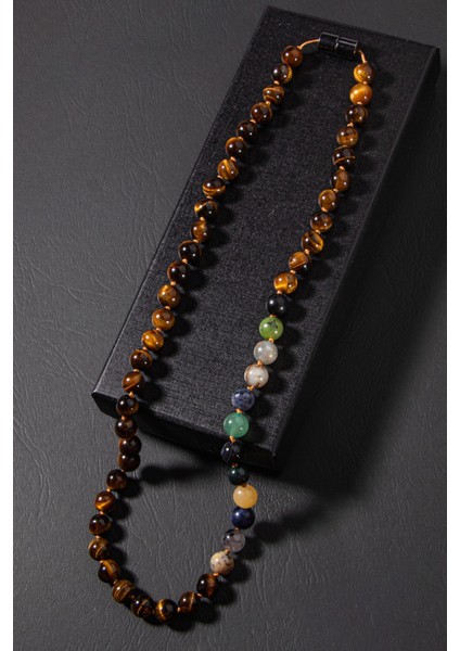 Doğal Taşlı Düğümlü Yengeç Burcu Kolye, Sertifikalı, Şungit, Safir, Opal, Kuvars, Kaplan Gözü modelleri