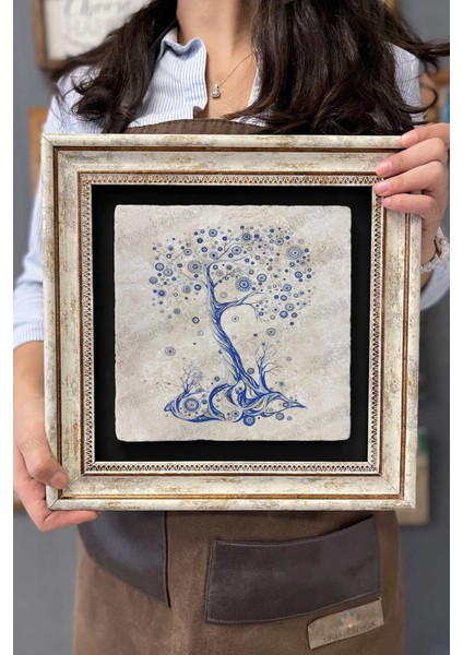 Renkli Taşlı Ağaç Çerçeveli Duvar Dekoru 30X30 cm