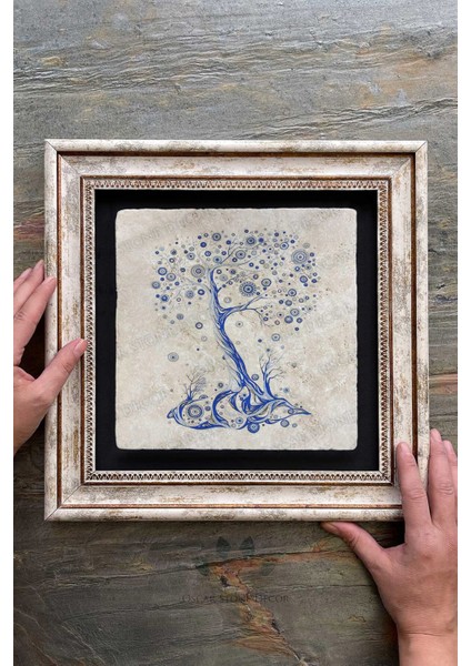 Renkli Taşlı Ağaç Çerçeveli Duvar Dekoru 30X30 cm fiyatları