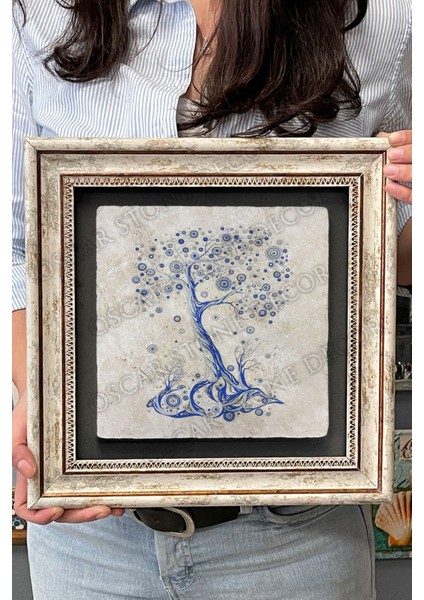 Renkli Taşlı Ağaç Çerçeveli Duvar Dekoru 30X30 cm fırsatları