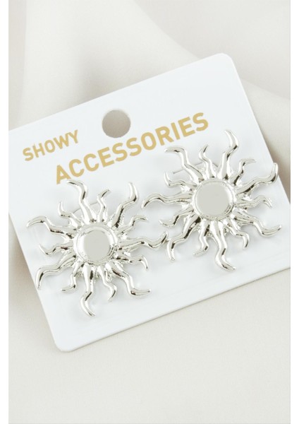 Ds-Derin Güneş Metal Küpe-Gümüş Rengi