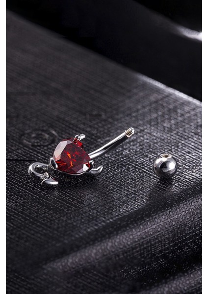 Kırmızı Kalp Taşlı Şeytan Çelik Göbek Piercing, Şık ve Parlak Tasarım modelleri