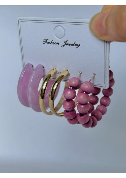 Mor 3'lü Orta Boy Halka Seti, Şık ve Kullanışlı Takı Seçeneği fiyatları