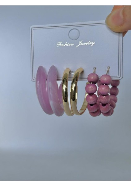 Mor 3'lü Orta Boy Halka Seti, Şık ve Kullanışlı Takı Seçeneği fırsatları