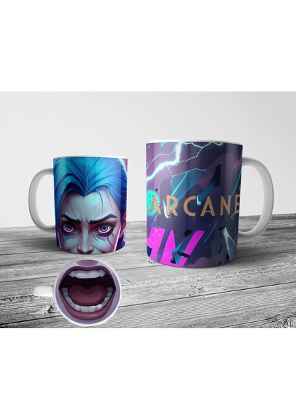 Jinx Arcane Alt Tabanı Ağız Desenli Kupa Bardak fiyatları