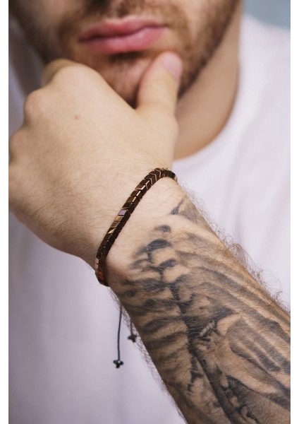 Şık Unisex Bakır Kaplama Çelik Bileklik, Modern ve Zarif Tasarım.