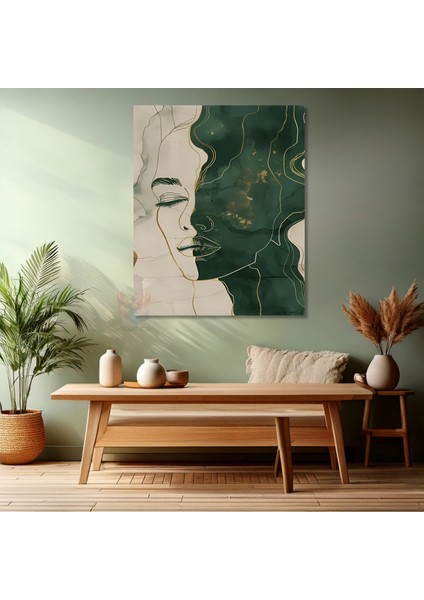 Kanvas Dikey Duvar Tablosu Kanvas Soyut Yeşil Siluet Ev Ofis Salon Modern Duvar Tablosu modelleri