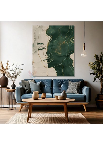 Kanvas Dikey Duvar Tablosu Kanvas Soyut Yeşil Siluet Ev Ofis Salon Modern Duvar Tablosu fırsatları