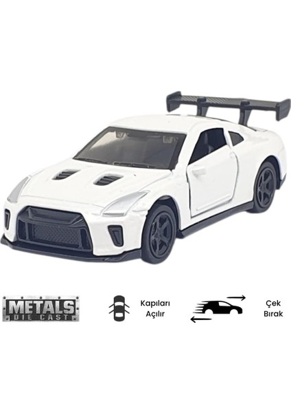 Çek Bırak Metal Küçük Arabalar 8 cm - 6411A - Beyaz