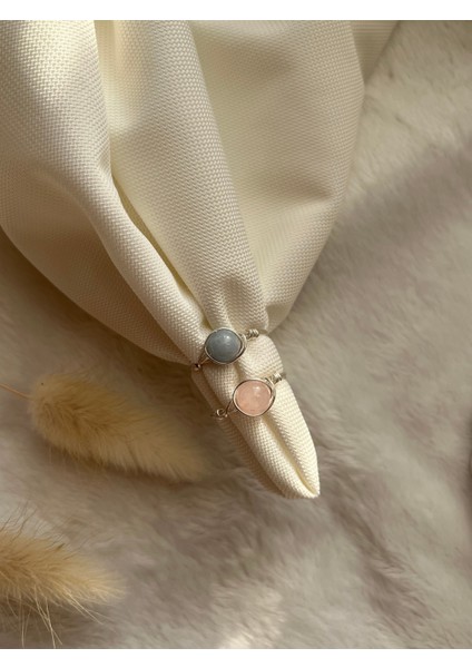 Renkli Doğal Taş Ikili Set Tel Yüzük, Şık ve Zarif Takı Seçeneği