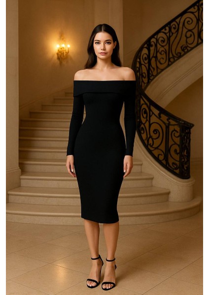 Madonna Yaka Elbise En Boy Full Likralı Iç Göstermez