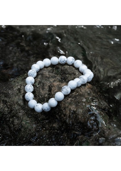 Beyaz Doğal Taş Bileklik, Unisex Şık ve Hafif Takı Alternatifi