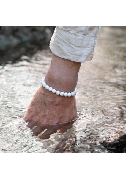 Beyaz Doğal Taş Bileklik, Unisex Şık ve Hafif Takı Alternatifi fiyatları