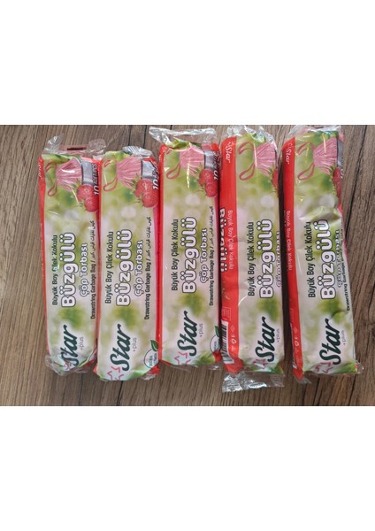 Kullan At Ürünler Büzgülü Çilek Kokulu Çöp Torbası Büyük Boy 5 Paket