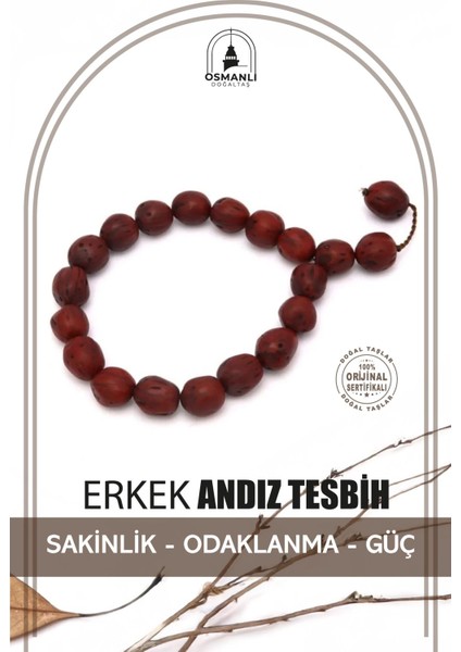 Kırmızı Erkek Andız Tesbih, Sertifikalı ve Kaliteli Doğal Taş Tasarımı