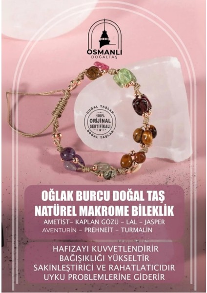 Renkli Doğal Taş Makrome Bileklik, Oğlak Burcu Uyumlu, Şık ve Doğal Takı