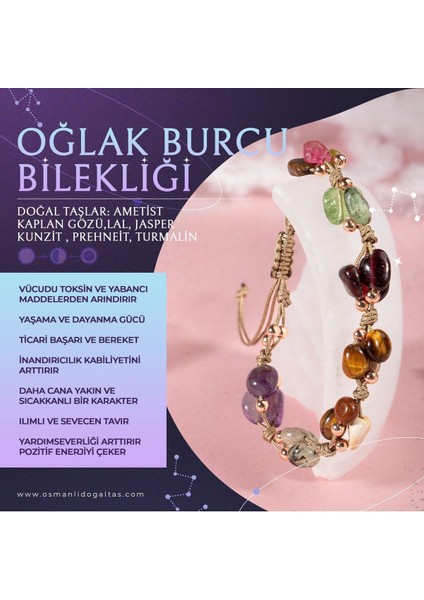 Renkli Doğal Taş Makrome Bileklik, Oğlak Burcu Uyumlu, Şık ve Doğal Takı fiyatları
