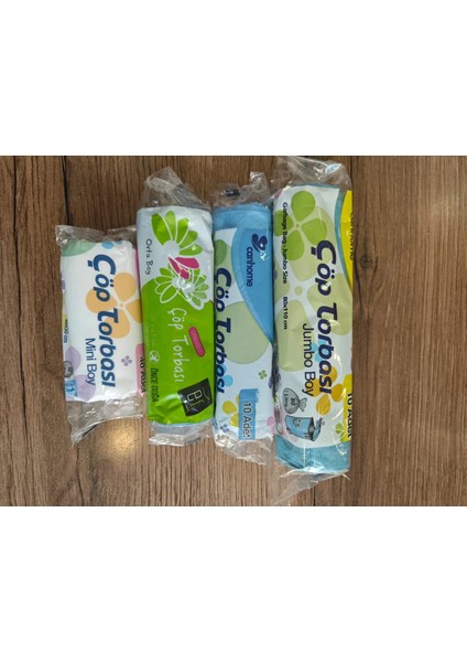 Kullan At Ürünler 4 Ebat Çöp Torbası Küçük Orta Büyük Jumbo 4 Paket