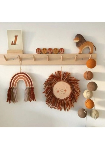 Doğal Ahşap Modern Tasarım 7 Askılık Antre Mobilyası, Şık ve Fonksiyonel Organizatör