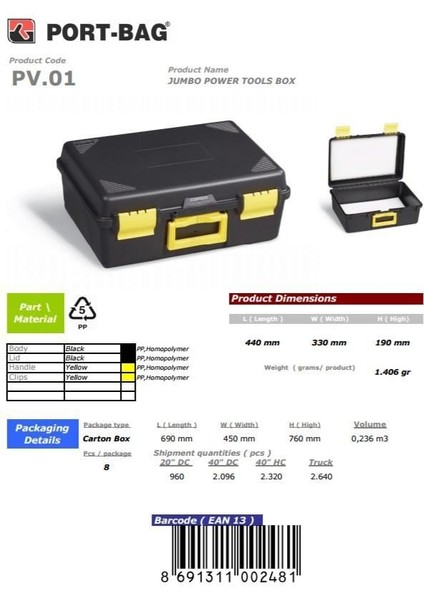Portbag PV01 Usta Takım Çantası Jumbo modelleri