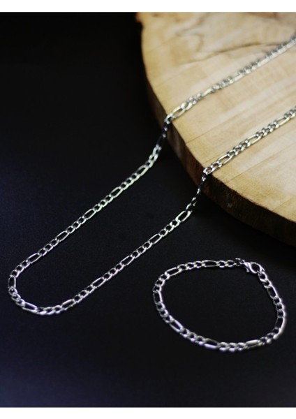 Şık Çelik Zincir Kolye ve Bileklik Seti, Zarif Takı Seti, Modern ve Dayanıklı Tasarım