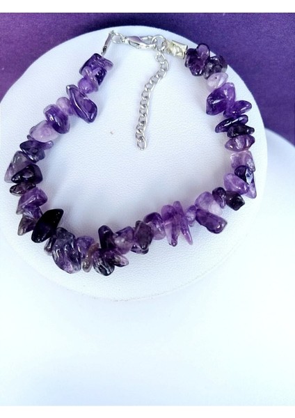 Mor Ametist Bileklik, Doğal Taş Takı, Şık ve Enerjik Aksesuar