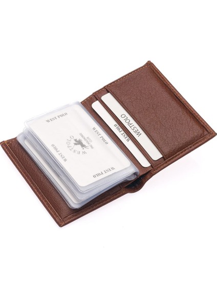Hakiki Deri Kağıt Para ve Bol Şeffaf Kart Bölmeli Unisex Kartlık - Taba modelleri