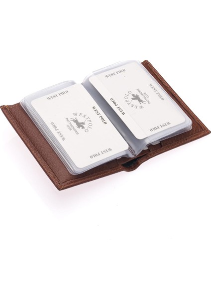 Hakiki Deri Kağıt Para ve Bol Şeffaf Kart Bölmeli Unisex Kartlık - Taba fırsatları