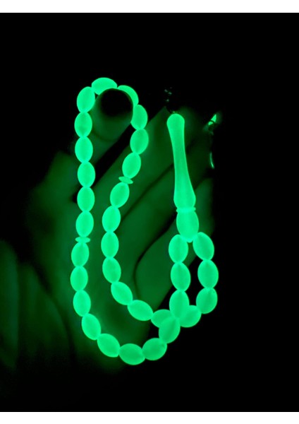 Parlayan Kedi Gözü Fosforlu Tesbih Beyaz Işıltı