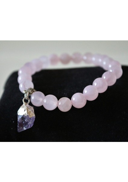 Pembe Kuvars ve Ametist Taşı Sallantılı Bileklik, Şıklık ve Enerji Dolu Aksesuar