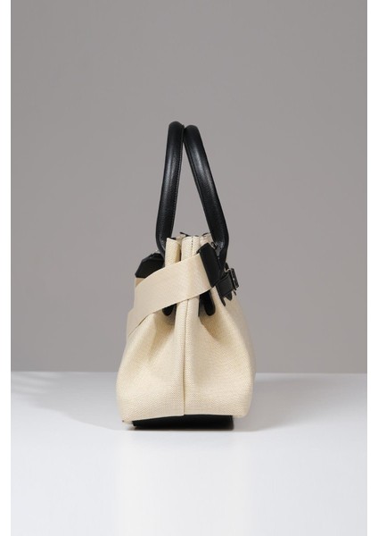 Kadın Kosta Deri Shopper Çanta Hasır-Beyaz modelleri