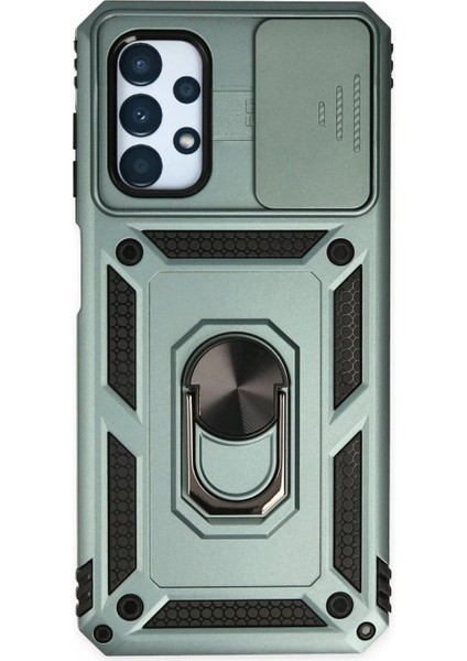 Samsung Galaxy A23 4g Kılıf Pars Lens Yüzüklü Silikon - Yeşil